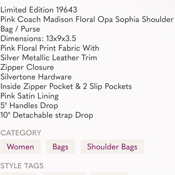 Coach Madison Floral Opa Sophia Shoulder Bag shades of pink and metallic gold - Picture 16 of 16